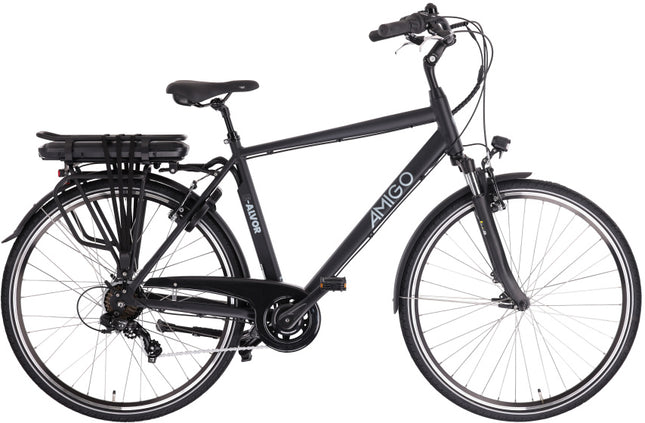 Amigo E-Alvor D2 Heren 7V V-Brakes matzwart 53 cm 28 inch