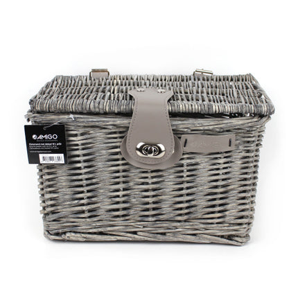 Amigo Fietsmand Met Deksel 10 Liter Riet