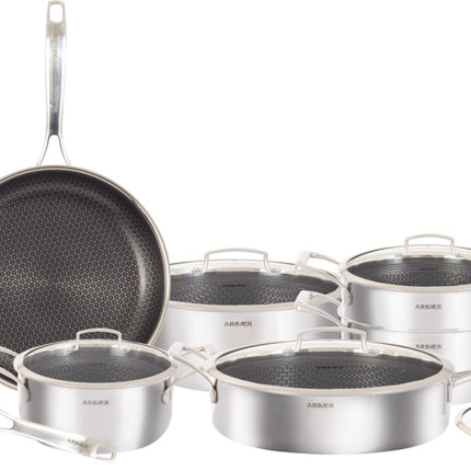 Arbaer 12-Delige Pannenset Inductie Met Honingraat Anti-Aanbaklaag