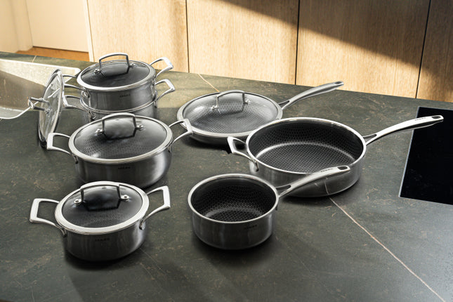 Arbaer 12-Delige Pannenset Inductie Met Honingraat Anti-Aanbaklaag