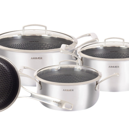 Arbaer 7-Delige Pannenset Inductie Met Honingraat Anti-Aanbaklaag