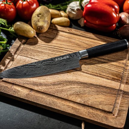 Arbaer Koksmes 20 Cm - Japanse Damascus Print - Pakka Houten Handvat