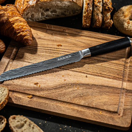 Arbaer Messenset 5-Delig - Japanse Damascus Print - Pakka Houten Handvat