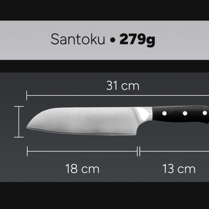 Arbaer Koksmes 18 Cm - Japans Santoku Lemmet - Damascus Staal - G10 Handvat