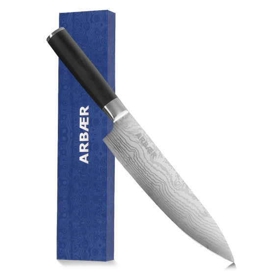 Arbaer Koksmes 20 Cm - Japanse Damascus Print - Pakka Houten Handvat