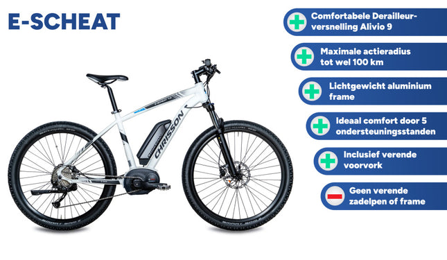 Chrisson E-Scheat Heren 9V Hydraulische Schijfrem wit 48 cm 27.5 inch