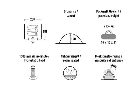 High Peak Beaver 3.0 Koepeltent 3-Persoons 180 X 200 Cm