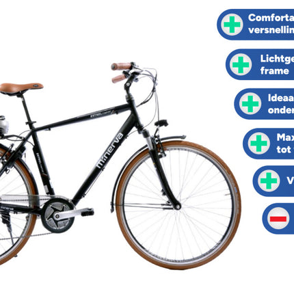 Minerva Estrel Heren 9V V-Brakes zwart 53 cm 28 inch