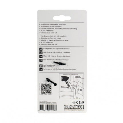 Simson Voorlicht Luminous Naafdynamo Led 30 Lux Zwart