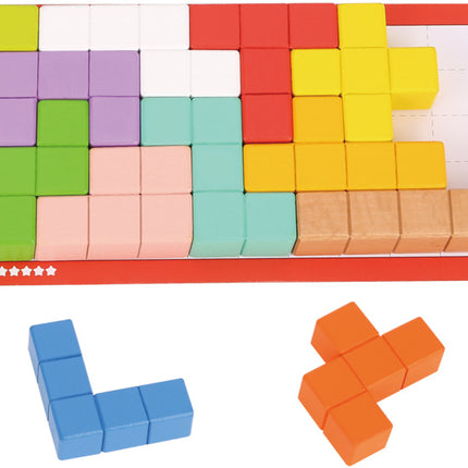 Tooky Toy Kubuspuzzel 10 Levels Educatief Houten Denkspel 23-Delig