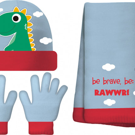 Zaska Winterset Dino Jongens Katoen Blauw 4-Delig One-Size